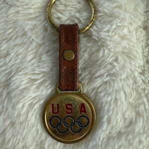 Coach Special Edition 1996 Olympic Keychain with Brown Leather and Gold Medal